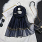 Golden Beaded Organza- Navy Blue- Luxury Hijabs