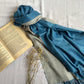 Reversible Woollen Pashmina- Denim+Silver