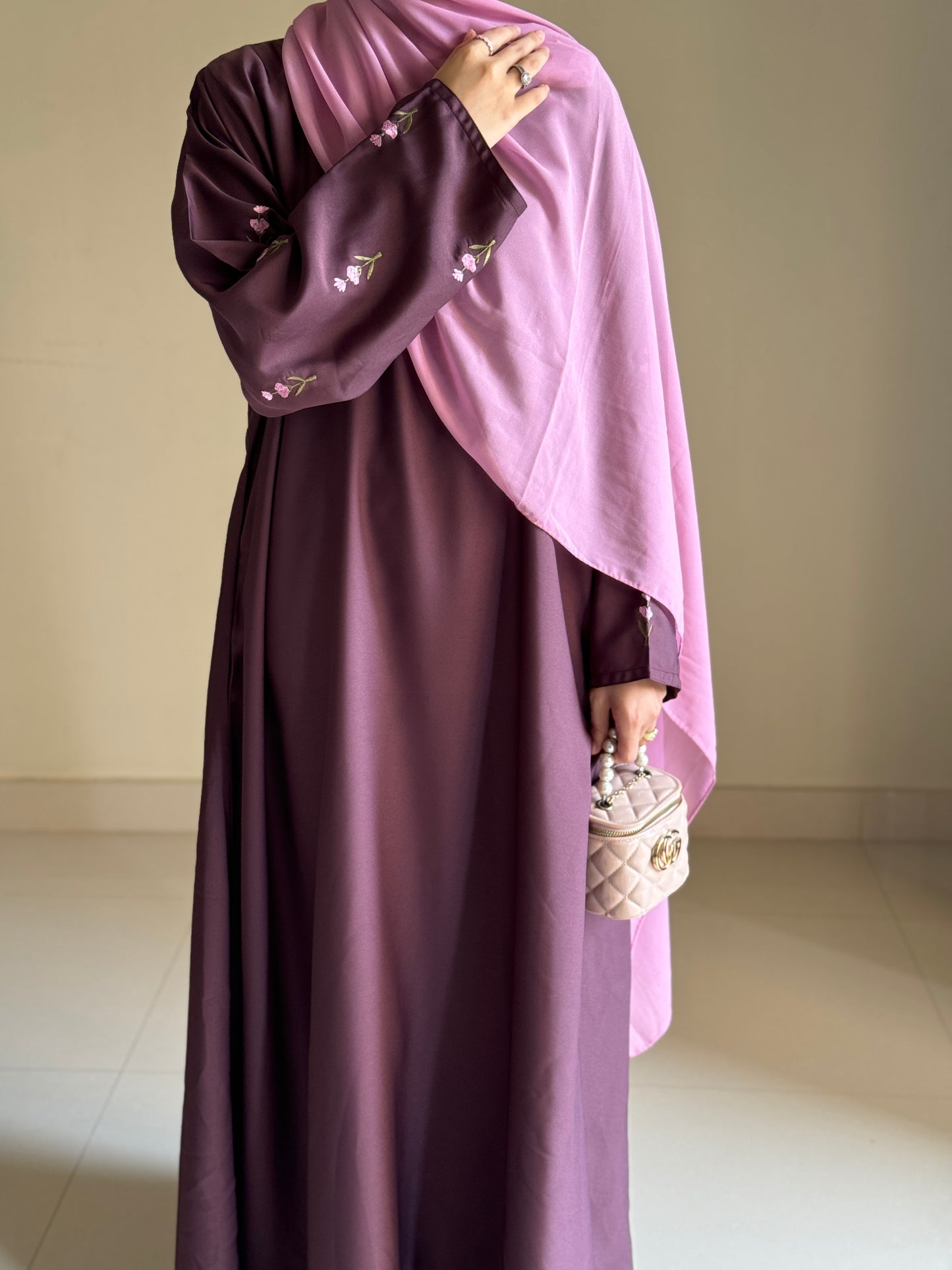 Pink Peony- Embroidered Abaya