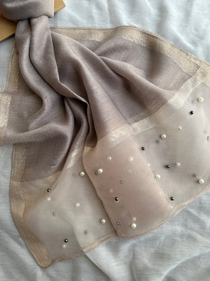 Pearl Organza-Espresso- Luxury Hijabs