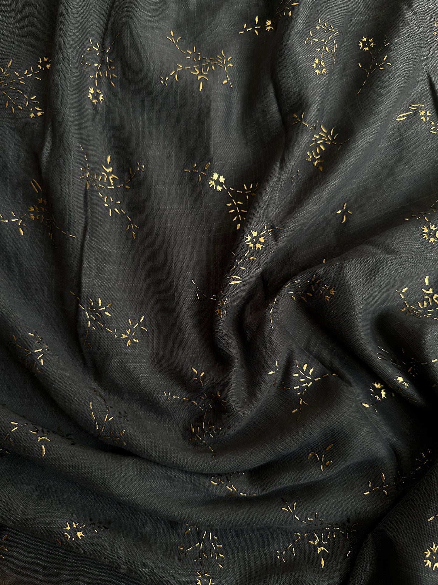 Gold Foil Patterns- Turkish Lawn- Dark Grey