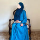 Teal Tales- Self Print Sheen Nida Abaya- Front Open