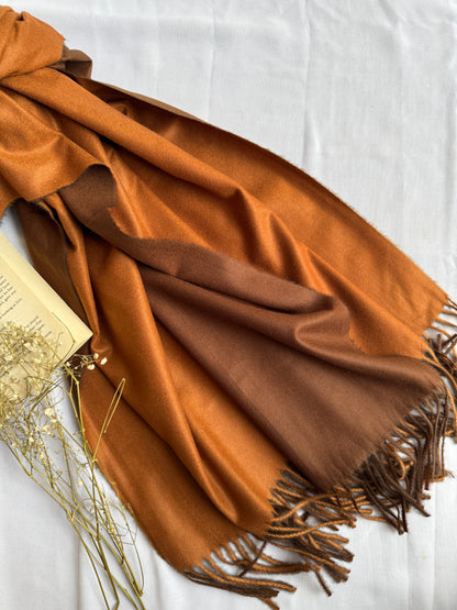 Reversible Woollen Pashmina- Cinnamon+Chocolate