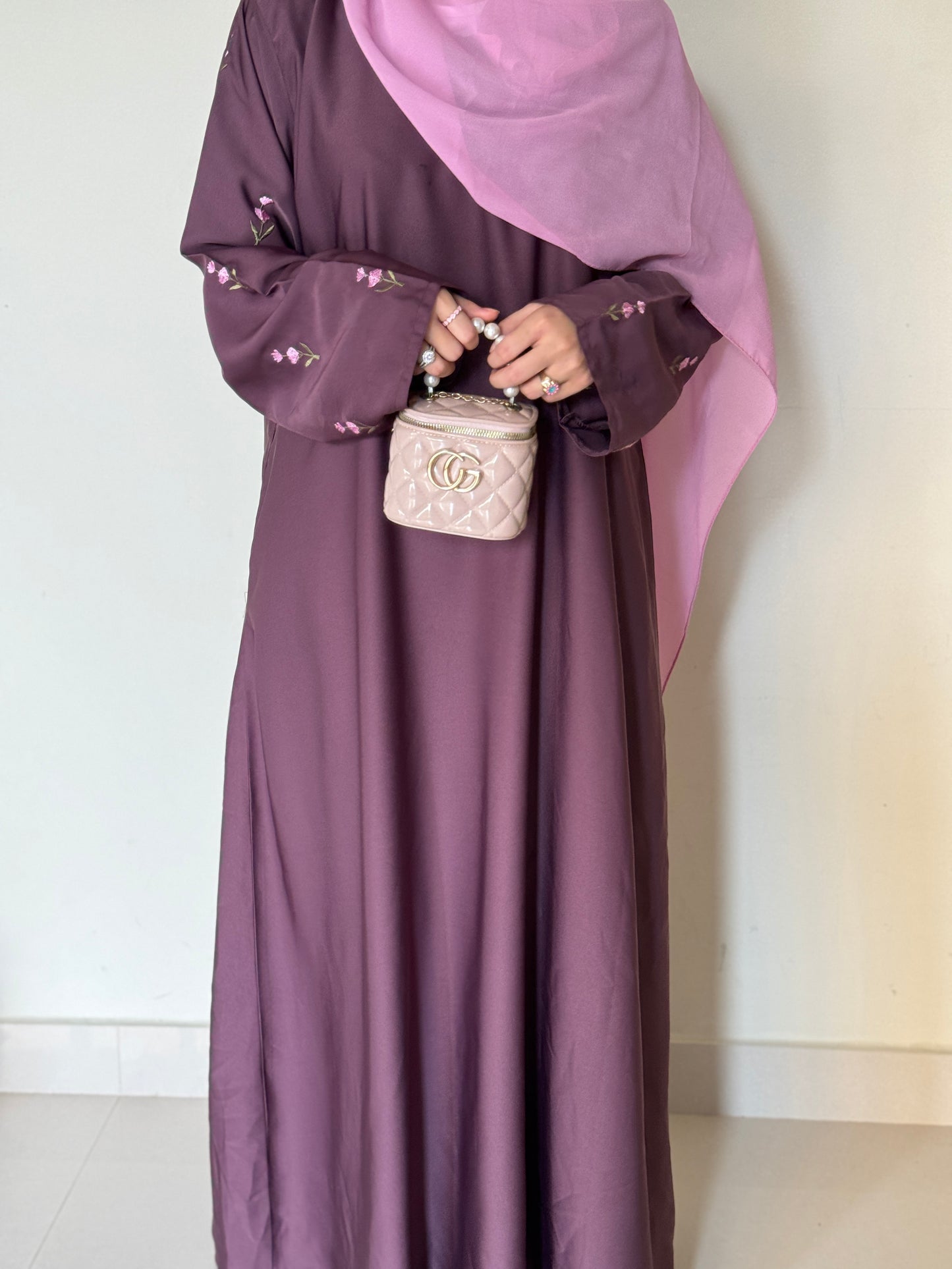 Pink Peony- Embroidered Abaya