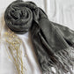 Woolen Pashmina-Criss Cross Print- Black Grey