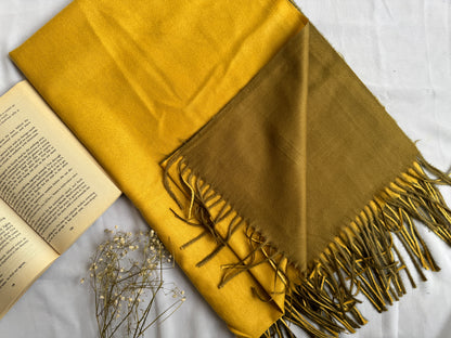 Reversible Woollen Pashmina- Mustard+Olive