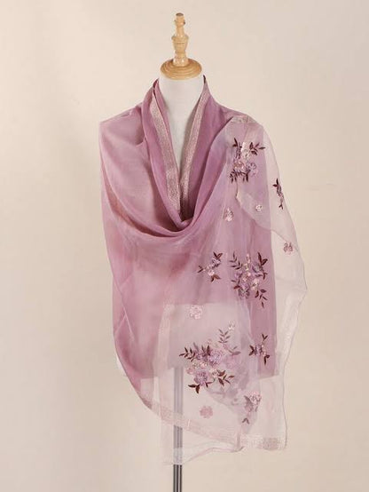 Embroidered Organza- Luxury Hijabs-lilac