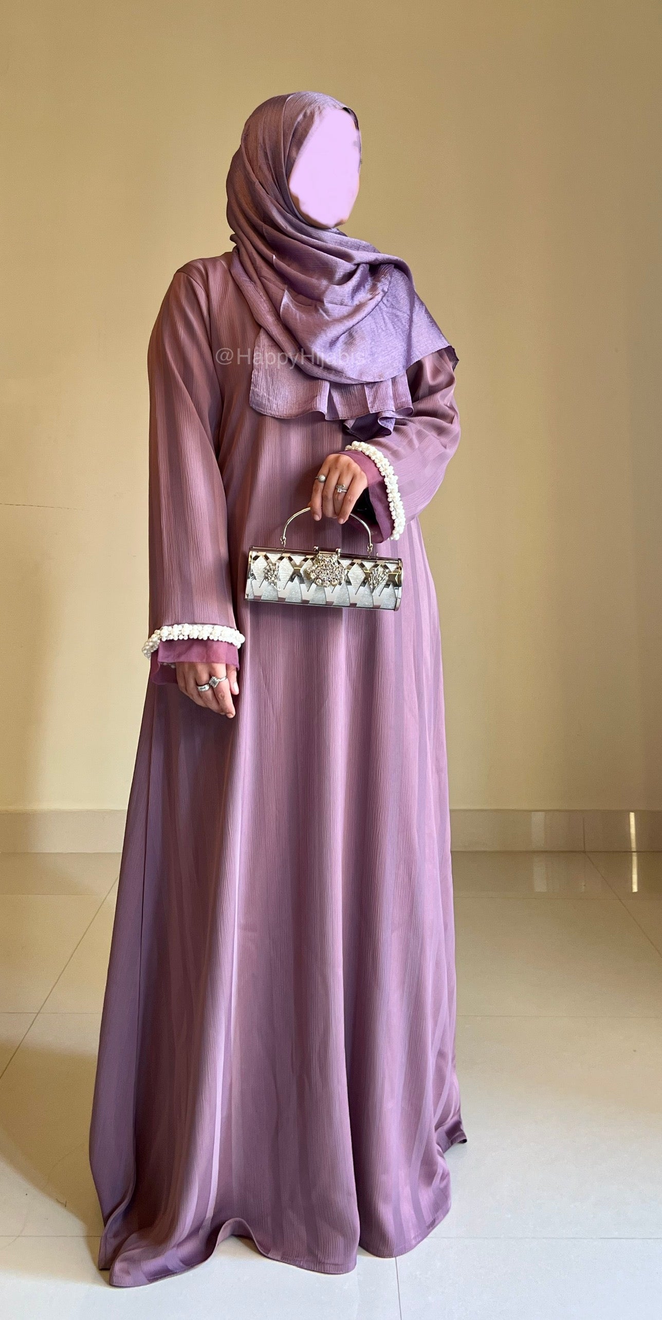 Layla-Lilac- Festive Striped Zoom Nida Abaya