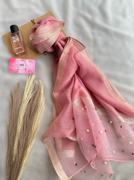 Pearl Organza-Rose Pink- Luxury Hijabs