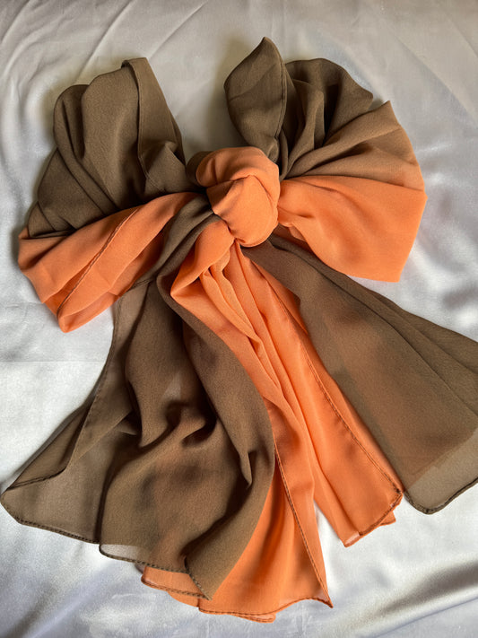 Ombre Georgette Hijab (Coral- Espresso)