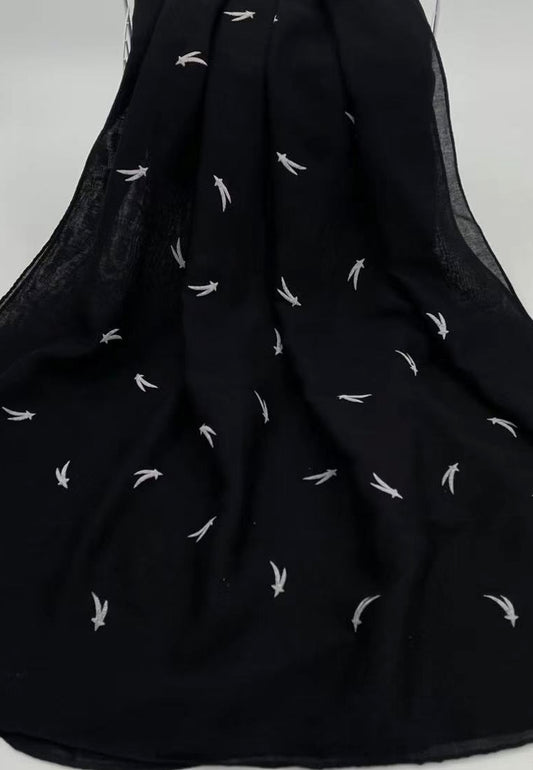 Monochrome- Embossed Dainty Feathers