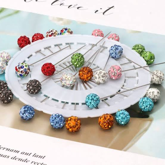 Fancy Stone Studded Pearl Pins Wheel- Multicolored