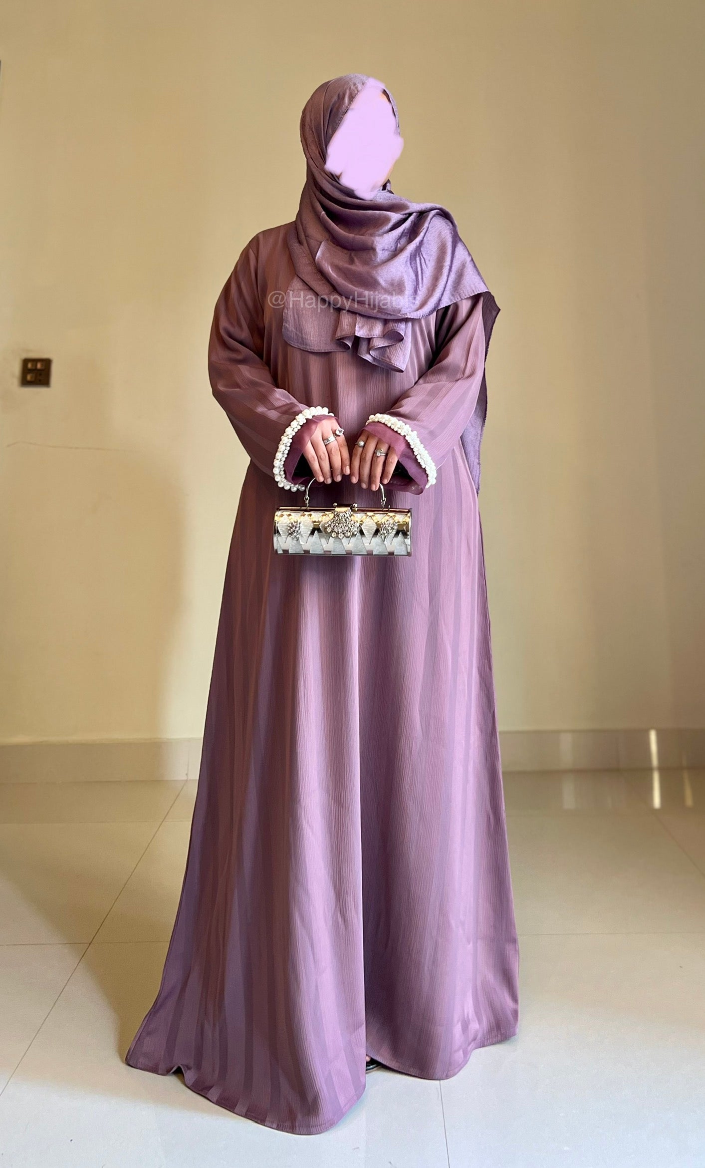 Layla-Lilac- Festive Striped Zoom Nida Abaya