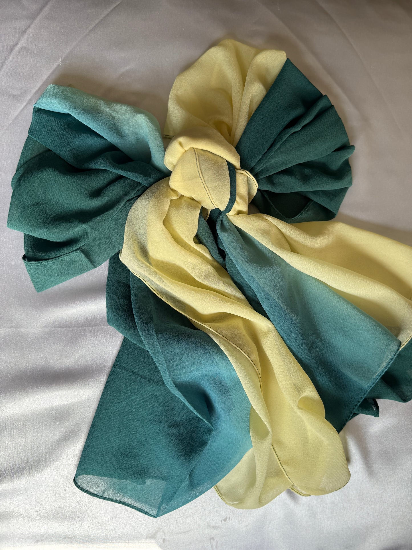 Ombre Georgette Hijab (Lime Cream- Teal)