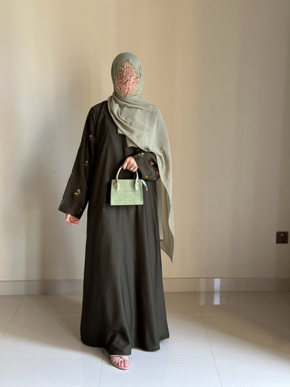 Glorious Olive- Embroidered Abaya