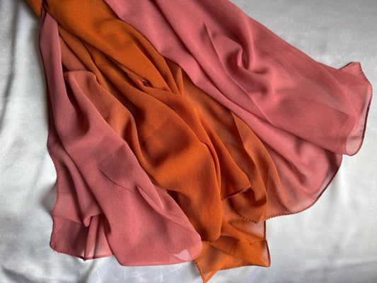 Ombre Georgette Hijab (Orange-Pink)