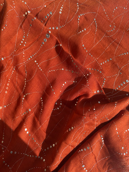 Abstract Silver Foil Hijabs- Rust