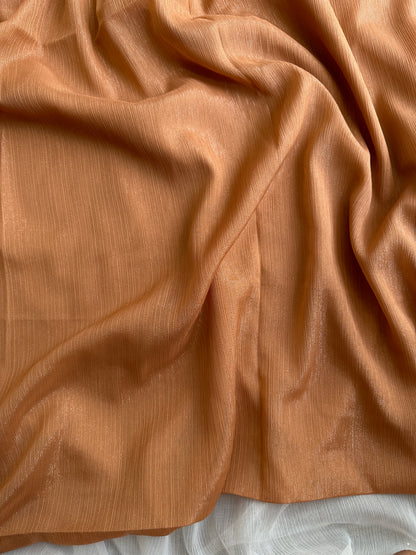 Metallic Sheen Chiffon- Penny Brown