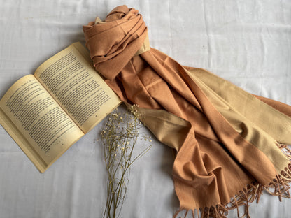 Reversible Woollen Pashmina- Mocha+Nude