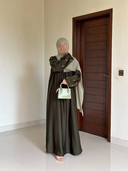 Glorious Olive- Embroidered Abaya