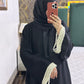 Rida- Pearlescent Luxury Crinkle Nida Abaya- Black