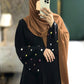 Qalb- Embroidered hearts Luxury Crinkle Nida Abaya- Black