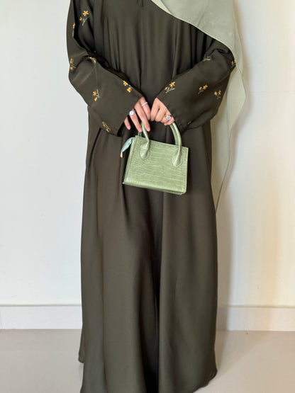 Glorious Olive- Embroidered Abaya