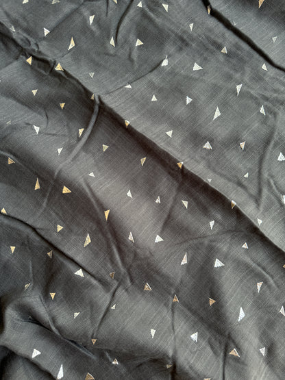 Pyramids Silver Foil Hijabs- Dark Grey