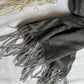 Woolen Pashmina-Criss Cross Print- Black Grey