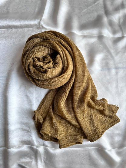 Moonlight Crumpled Jersey Hijabs- Mustard Brown