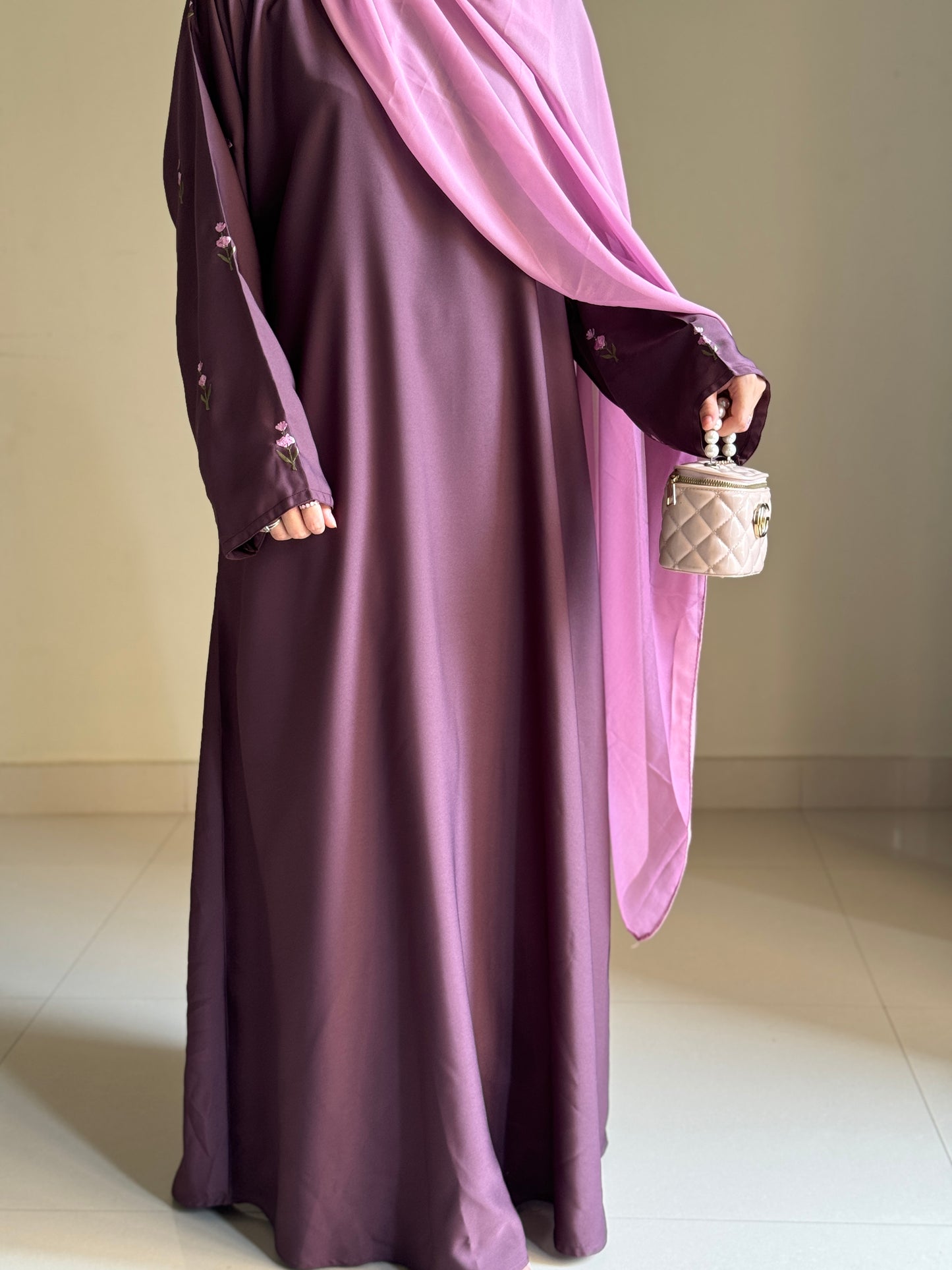 Pink Peony- Embroidered Abaya