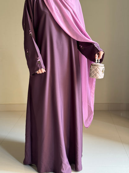 Pink Peony- Embroidered Abaya