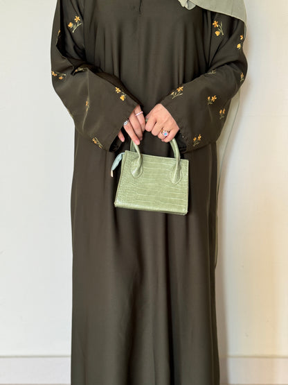 Glorious Olive- Embroidered Abaya