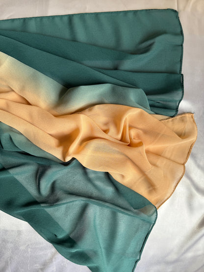 Ombre Georgette Hijab (Peach Nude-Green)