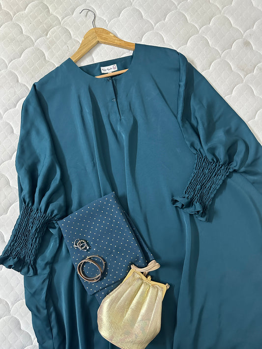 Butterfly Abaya- Teal- Premium Nida