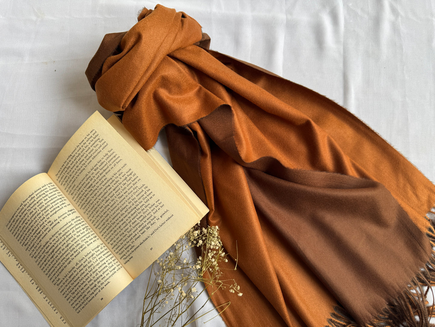 Reversible Woollen Pashmina- Cinnamon+Chocolate