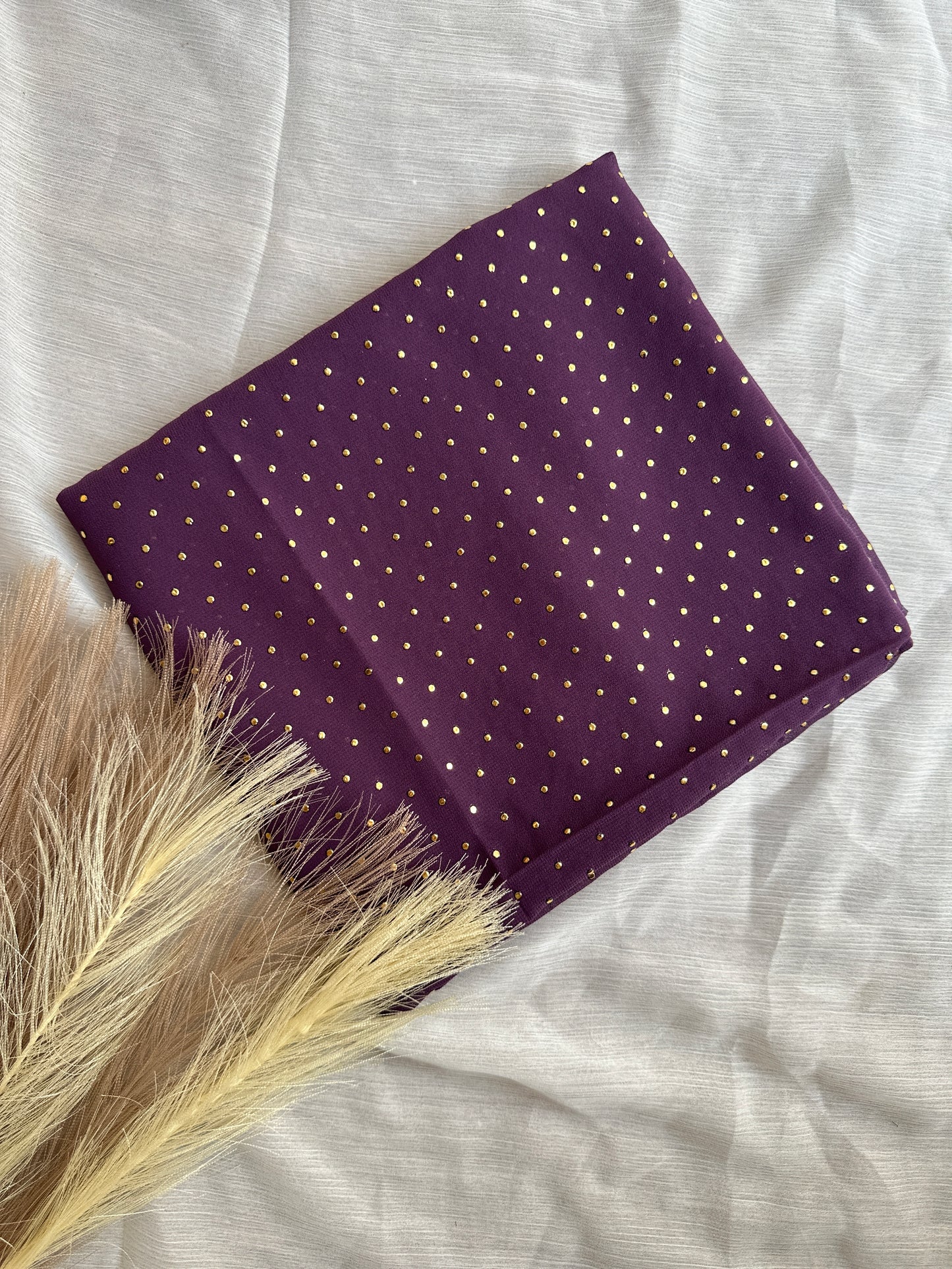 Gold Dewdrops- Georgette Chiffon- Violet