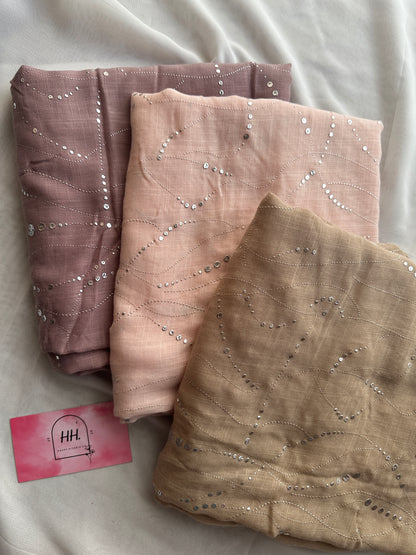 Abstract Silver Foil Hijabs- light Pink