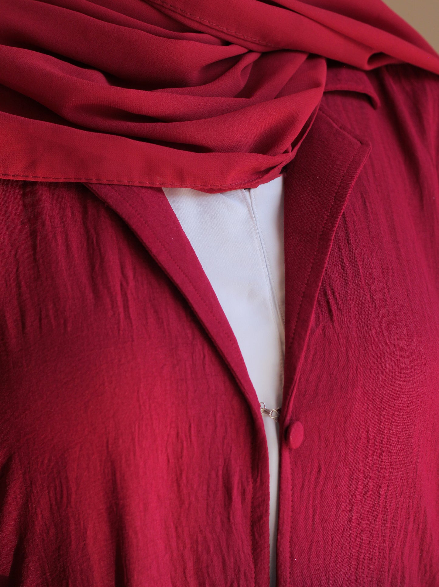 Turkish Staple Coat Abaya- Maroon