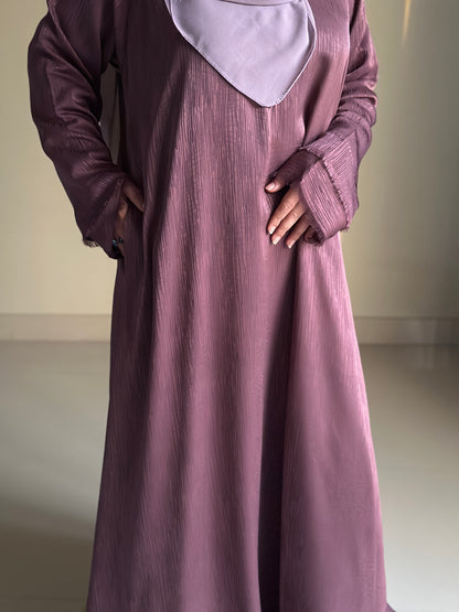 Soft Muave - Self Print Sheen Nida Abaya