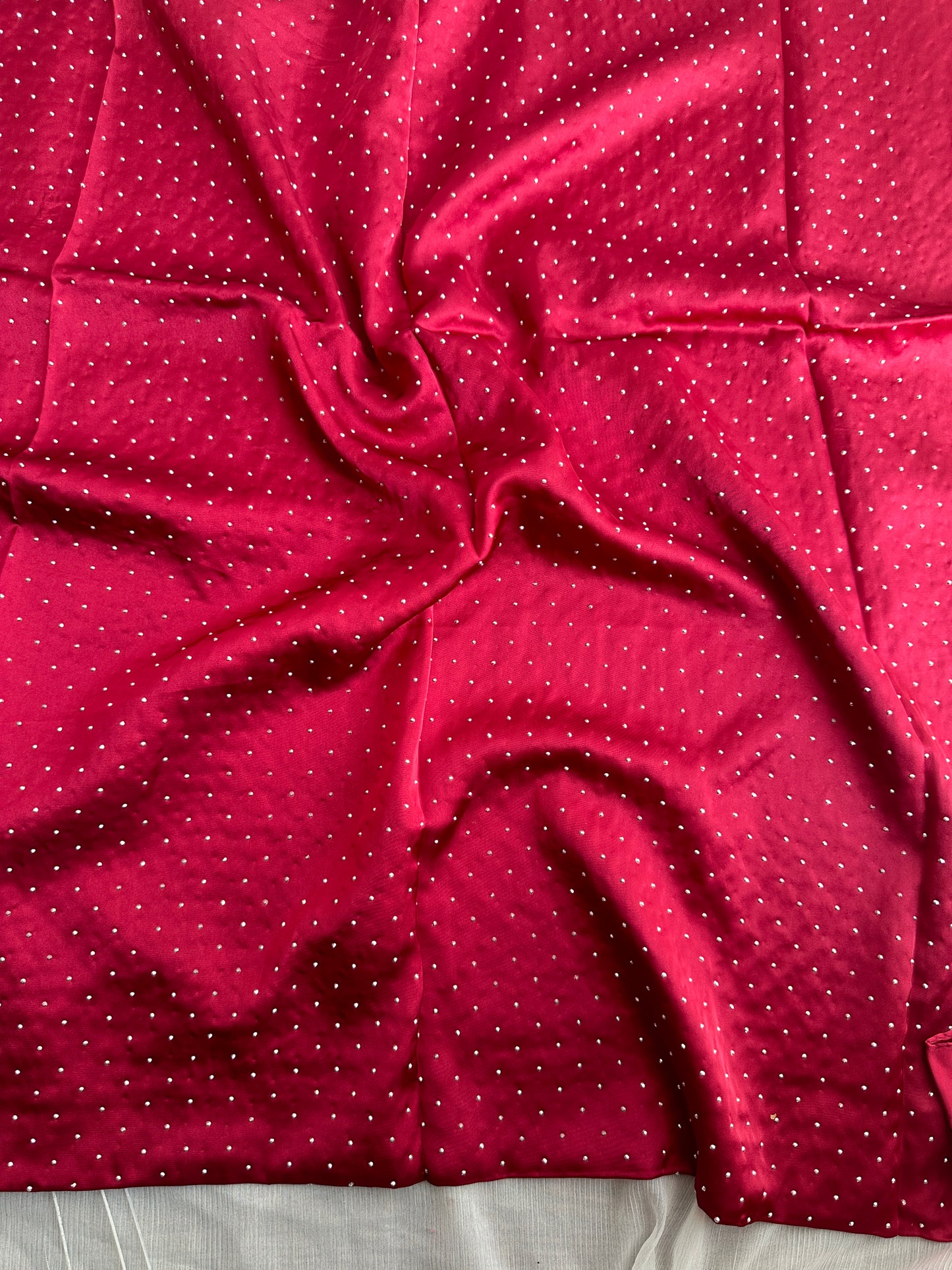 Rhinestones Satan Silk- Maroon