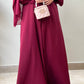 Deep Maroon - Self Print Sheen Nida Abaya