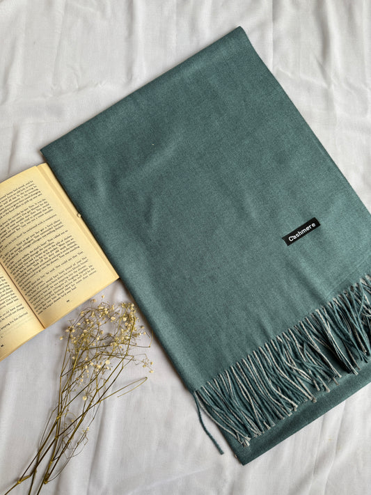 Reversible Woollen Pashmina- Sage Green+Grey