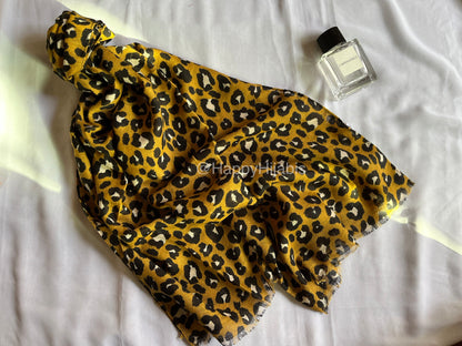 Cheetah Print-Viscose Hijabs- Mustard