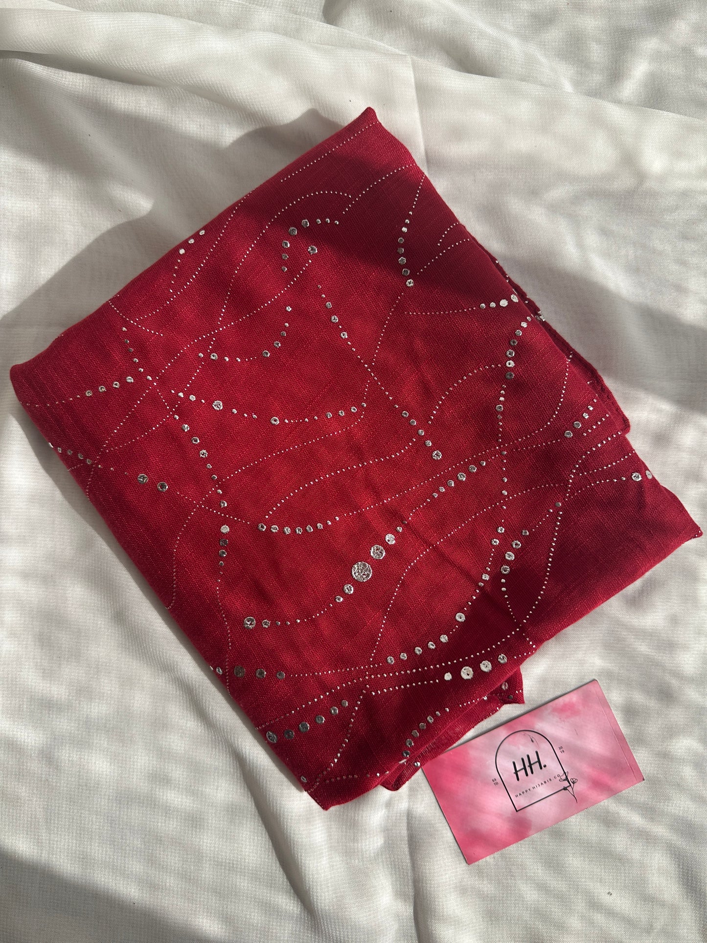 Abstract Silver Foil Hijabs- Maroon