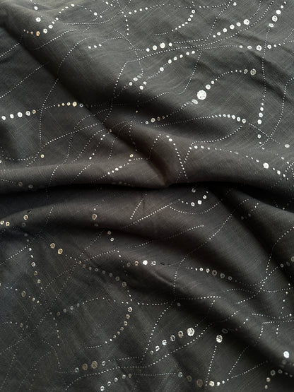 Abstract Silver Foil Hijabs- Dark grey