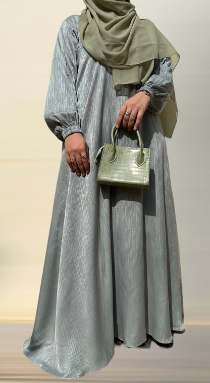 Dusky Green - Self Print Sheen Nida Abaya