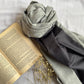 Reversible Woollen Pashmina- Charcoal+Silver