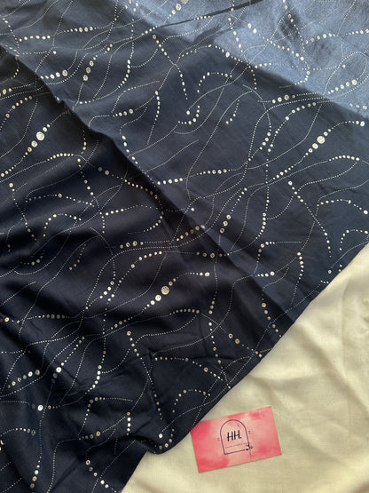 Abstract Silver Foil Hijabs- Navy Blue