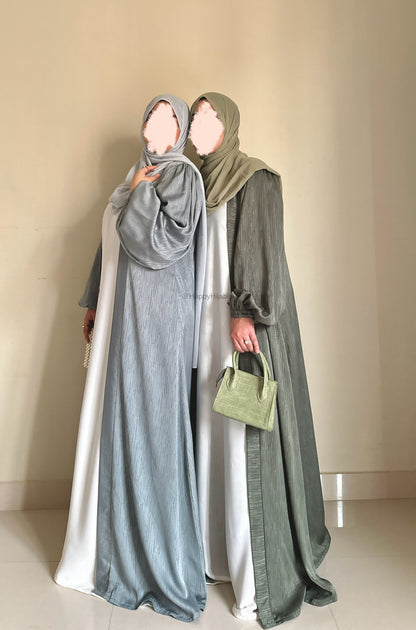 Regal Robe Abaya Set- Sage- Luxury Self Print Sheen Nida Abaya